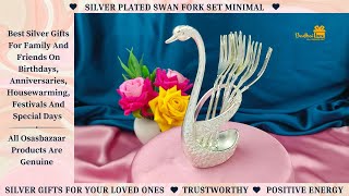 Silver Plated Swan Fork Set Minimal  Cutlery Holder  Diwali Wedding gift  Badhai Box Osasbazaar [upl. by Lura]