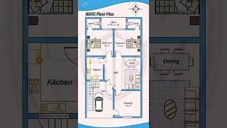 House plan 8751575m  2BHK Floor Plan  two bedrooms Plan houseplan housedesign shorts [upl. by Saoj147]