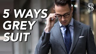 5 Ways To Wear A Grey Suit  Mens Outfit Ideas [upl. by Dasha]