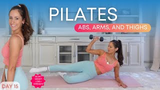 20 Min Beginner Pilates with Weights Workout  Pilates for Weight Loss Challenge Day 15 [upl. by Bobine]