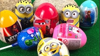 RIESIGE ÜBERRASCHUNGSEIER MIT SUPER SPIELZEUGE MINIONS ELSA UND ANNA FROZEN MCQUEEN STAR WARS [upl. by Adelheid]