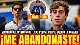 ¡TRAICIÓN EN LA F1 ¿WILLIAMS DEJA a FRANCO COLAPINTO SIN OPCIONES EN BRASIL [upl. by Sosthena]