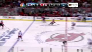 Dainius Zubrus hits post in 1st NY Rangers vs New Jersey Devils Game 6 52512 NHL Hockey [upl. by Crescint]