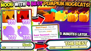 NOOB WITH 4 ✨BEST ENCHANT 🎃HUGE PUMPKIN CATS IN PET SIMULATOR X Roblox [upl. by Stav374]