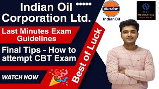 IOCL Exam Last Minute Tips  IOCL Exam Last Minutes Suggestion iocl ioclbytechmechanical exam [upl. by Vallie970]