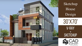 How to Design House in Sketchup  30x70 Complete Tutorial [upl. by Bostow842]