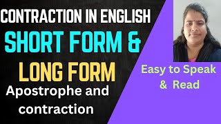 Contracted Form  Short Form amp Long Form in English  Use of Apostrophe and contraction [upl. by Chadd709]