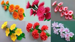 6 Easy Paper Flowers Most Views on Youtube Channel  DIY [upl. by Itnava]