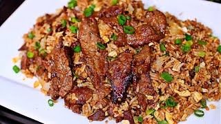 Easy Steak Fried Rice Recipe  How to make beef fried rice [upl. by Russell719]