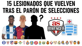 ✅ 15 LESIONADOS QUE VOLVERÁN TRAS EL PARÓN Y SERÁN RECOMENDABLES  BIWENGER 2425 [upl. by Henrietta]