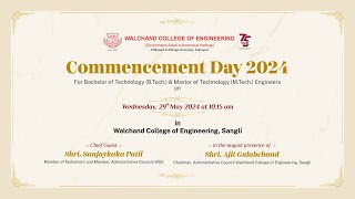 🛑 LIVE  Walchand College of Engineering Sangli Commencement day 2024 [upl. by Anirdnaxela]