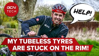 How To Remove Tubeless Bike Tyres From Your Wheel Rim  GCN Tech [upl. by Seely393]