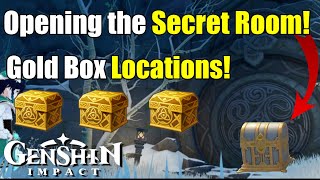 Golden Box Locations amp Dragonspine Secret Room Genshin Impact [upl. by Annoyek]