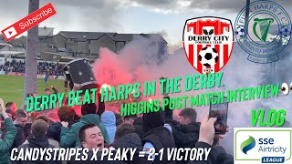 DERRY BEAT FINN HARPS  NW DERBY  LOI VLOG  HIGGINS SPEAKS TO PEAKY SNR [upl. by Amalberga]