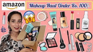 Under Rs100 Huge Amazon Makeup Haul  Under 100 Rs Complete Makeup Kit For Beginners [upl. by Adnovoj]