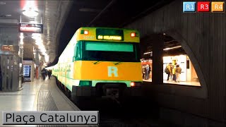 Rodalies Barcelona  Plaça Catalunya R1  R3  R4  R12  Renfe 447 [upl. by Rodavlas]