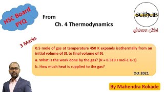 0 5 mol of gas at temp 450K expands isothermally from an initial volume 3L to final volume of 9L [upl. by Nairrot]