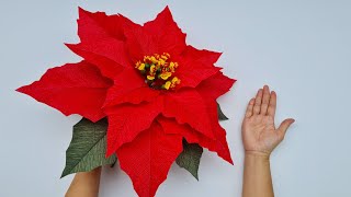 How to make Giant Poinsettia flower from crepe paper  Paper Flower  Góc nhỏ Handmade [upl. by Zehe]