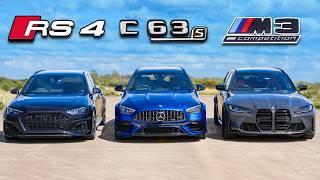 New AMG C63 vs BMW M3 vs Audi RS4 DRAG RACE [upl. by Ehcrop355]