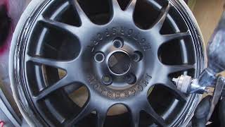 Alloy Wheel Repair Gloss Black Wheel Painting [upl. by Herring]