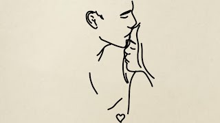 easy drawing  drawing of a girl kissing a boy  Romantic Drawing  filfel drawings [upl. by Gerkman]