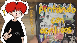 ₊‧¿Cómo pinto con pintura acrílica  Tips  Mini Sketchbook Tour‧₊ [upl. by Acnalb]