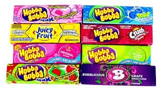 Hubba Bubba Bubble Gum Unboxing Bubbablicious Too Juicy Fruit Strawberry Crush Atomic Apple Max [upl. by Berte]