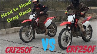 CRF230F VS CRF250F  Drag Race [upl. by Cusick]