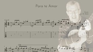 Para te amar Brazilian traditional  Anon  Classical Guitar ScoreTAB [upl. by Layman]