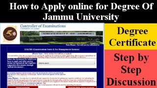 How to apply Online for Degree Certificate Complete Process  Jammu University  2021 [upl. by Slade]