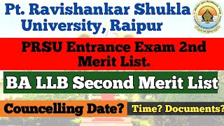 PRSU BA LLB Entrance Exam 2nd Merit List 2023 [upl. by Eislek]