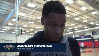 Jordan Hawkins talks Herb Jones defense  PelicansKings Shootaround 11222023 [upl. by Oicaroh]