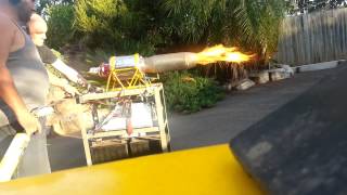 Jet Powered Street Luge afterburner first test 200lb turbine engine [upl. by Annahsor]