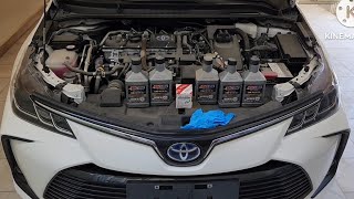 تبديل زيت محرك تويوتا كورولا هايبرد لاول مره 2023  toyota corolla hybrid engine oil change [upl. by Ahsek37]