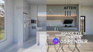 kitchen  Interior  D5 Render  step by step  D5 Render [upl. by Ayotahs]