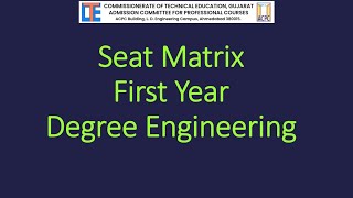 ACPC  Know the Seat Matrix for First Year Degree Engineering [upl. by Nej]