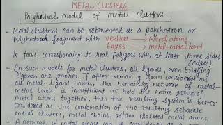 Lecture 01  Metal cluster Polyhedral model of metal clusters [upl. by Ayad]