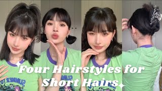 Back to school  4 Easy Hairstyles for Short Hair 💫 2023 hairstyles female [upl. by Neural]