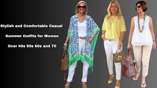 Natural Older Women Over 40 50 60 And 70 Stylish and Comfortable Casual Summer Outfits for Women [upl. by Dupuy355]