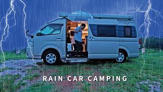 Heavy Rain Car Camping Thunder rainy night Car horror game EcoFlow DELTA 3 Plus [upl. by Nomaj897]