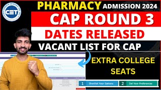 B Pharmacy Cap Round 3 Dates Released  Pharmacy Cap Round 3 Started 2024 [upl. by Tteltrab]