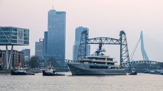 Oceanco’s 109m 357quot6quot Seven Seas left the Botlek yesterday [upl. by Leroy]