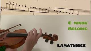 3 octave scales violin tutorialslow temposheet musicplay alongB majorB minor [upl. by Channa]