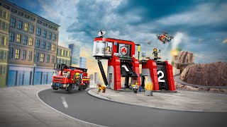 LEGO City Brandweerkazerne en brandweerauto  60414  360° [upl. by Terrell201]