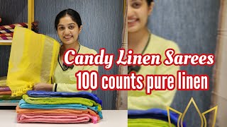 Pure linen Sarees  Candy Linen Sarees  Kanchivaram by Arya [upl. by Nine]