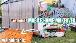 EXTREME MOBILE HOME MAKEOVER  DECK TRANSFORMATION PART 2  SINGLE WIDE HOME PROJECTS UPDATES [upl. by Gwyn564]