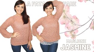 TUTORIAL Maglione uncinetto quotJasminquot [upl. by Ailuy]