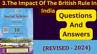 The Impact Of The British Rule In India  Class 10th  Social Science  SSLC2425  Question Answers [upl. by Izzy662]