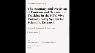 The Accuracy and Precision of Position and Orientation Tracking in the HTC Vive Virtu  RTCLTV [upl. by Sunny]