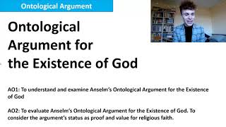 ONTOLOGICAL ARGUMENT A LEVEL RELIGIOUS STUDIES [upl. by Jennie102]